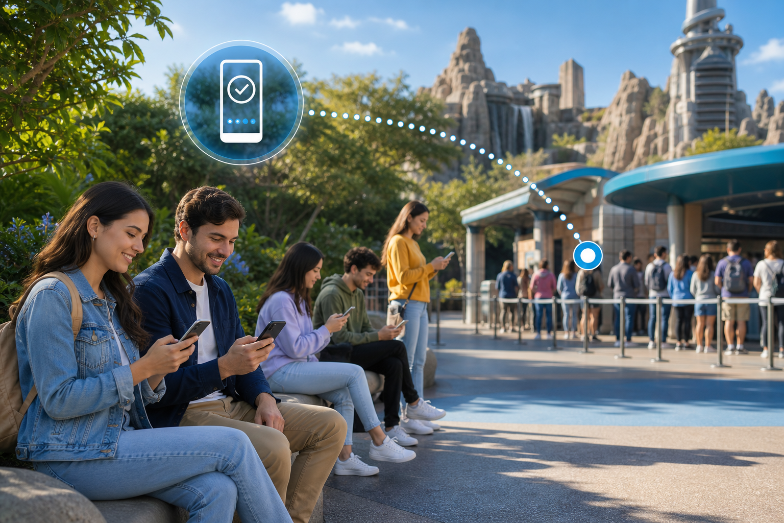 Customers waiting remotely while tracking their place in line